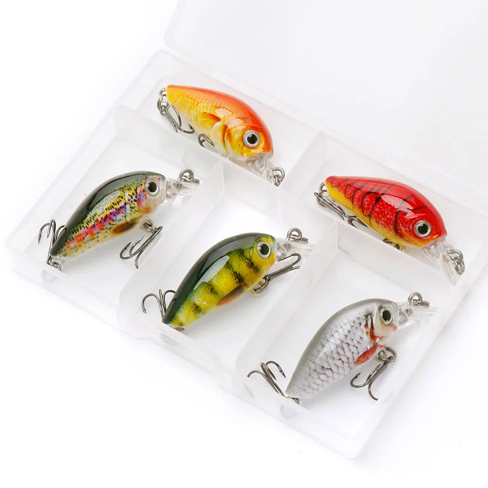 Caja con 5 mini crankbaits de 3,6 cm de colores variados